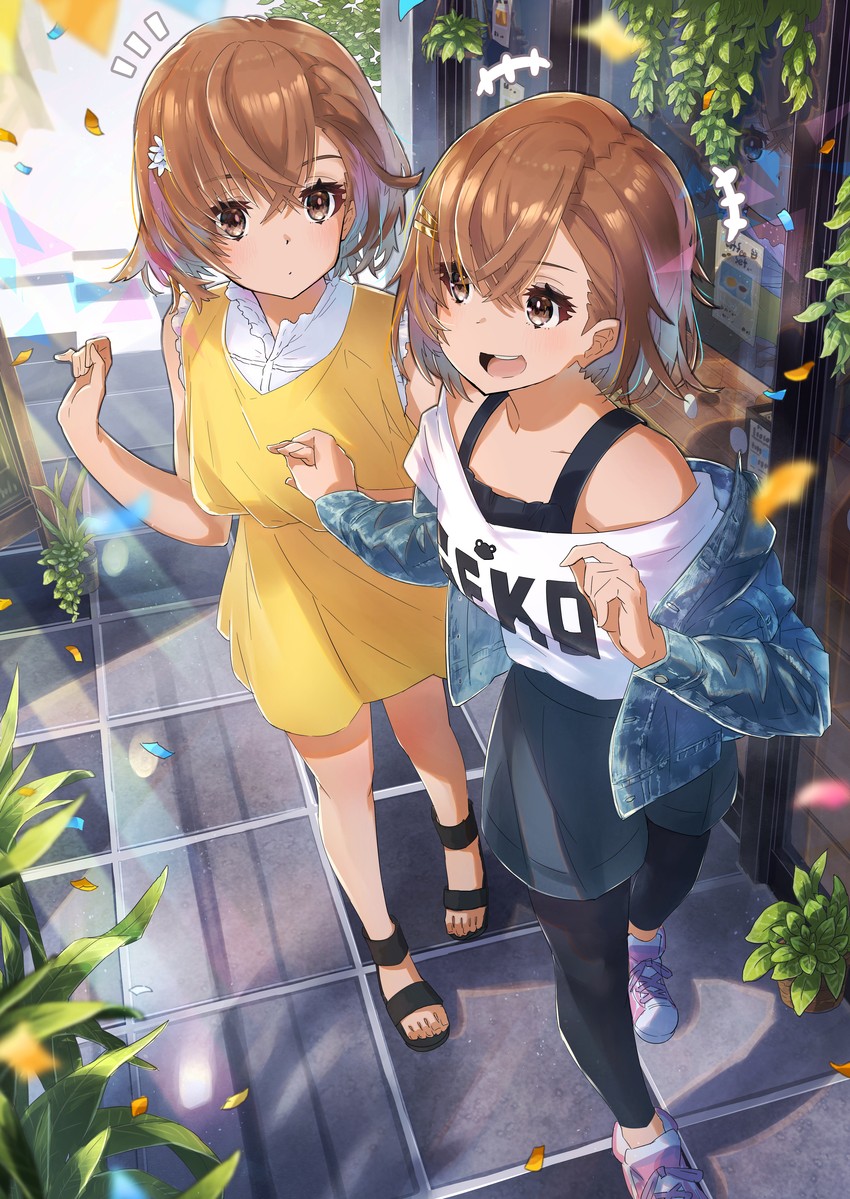 misaka mikoto, gekota, and misaka imouto (toaru majutsu no index and 1 more) drawn by hatsuga_(dmaigmai)