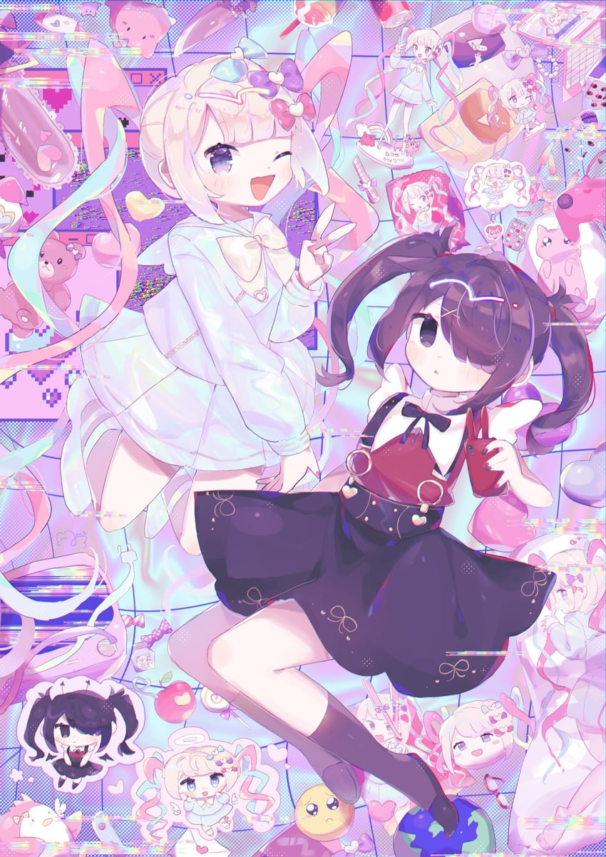 chouzetsusaikawa tenshi-chan and ame-chan (needy girl overdose) drawn by sushiuma_m