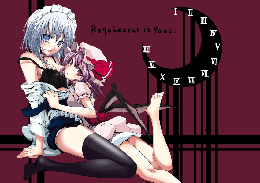 remilia scarlet and izayoi sakuya (touhou) drawn by satou_samu