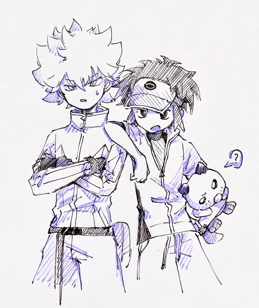 oshawott, nate, and hugh (pokemon and 1 more) drawn by tan_carbonnn