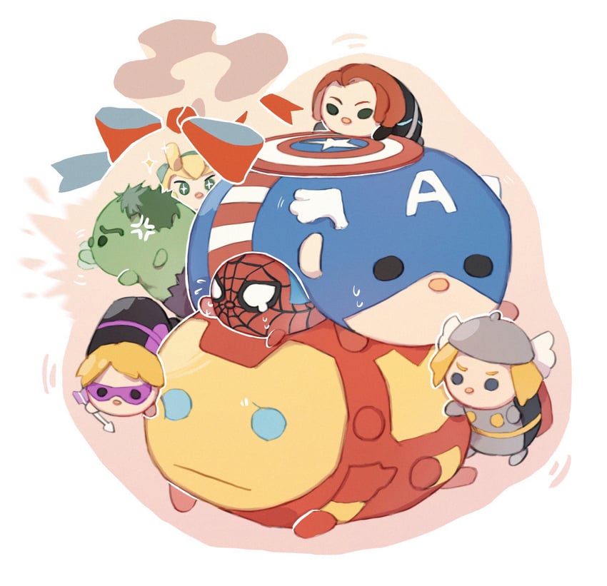 spider-man, steve rogers, captain america, iron man, thor, and 6 more (marvel and 1 more) drawn by yizilu699