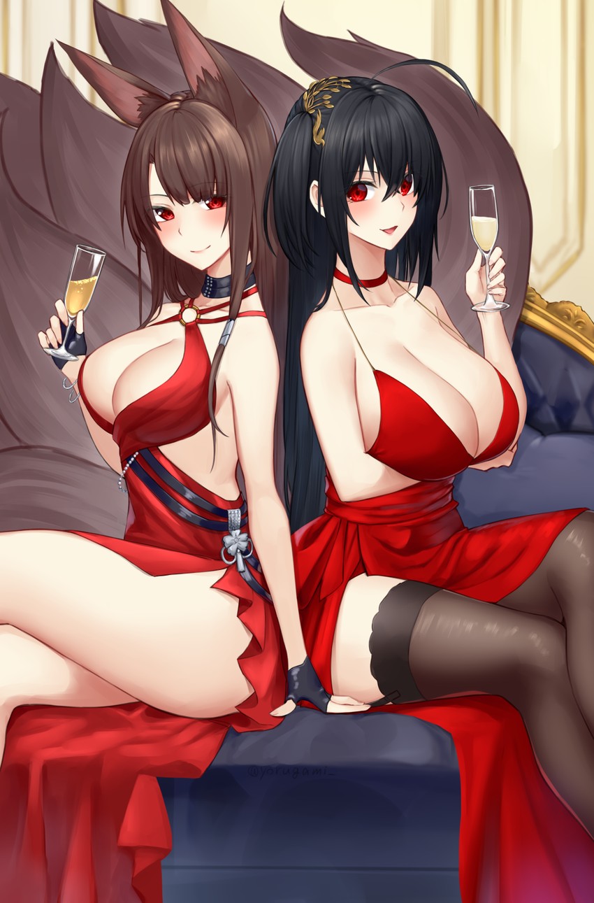 taihou and akagi (azur lane) drawn by yorugami_rei