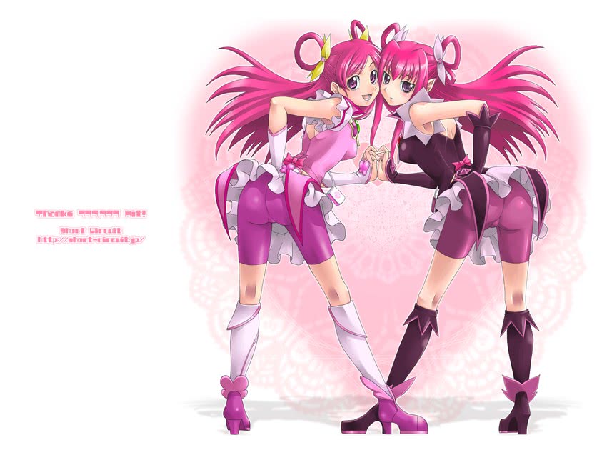 yumehara nozomi, cure dream, and dark dream (precure and 1 more) drawn by yaso_shigeru