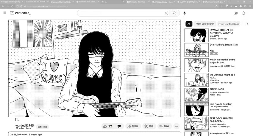 denji, higashiyama kobeni, yoru, mitaka asa, fami, and 3 more (chainsaw man and 4 more) drawn by winterflan