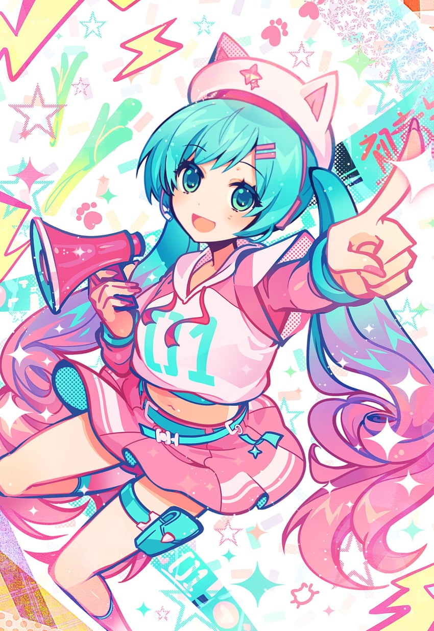 hatsune miku and neko hatsune miku (vocaloid and 1 more) drawn by anzu_(anzuhan)
