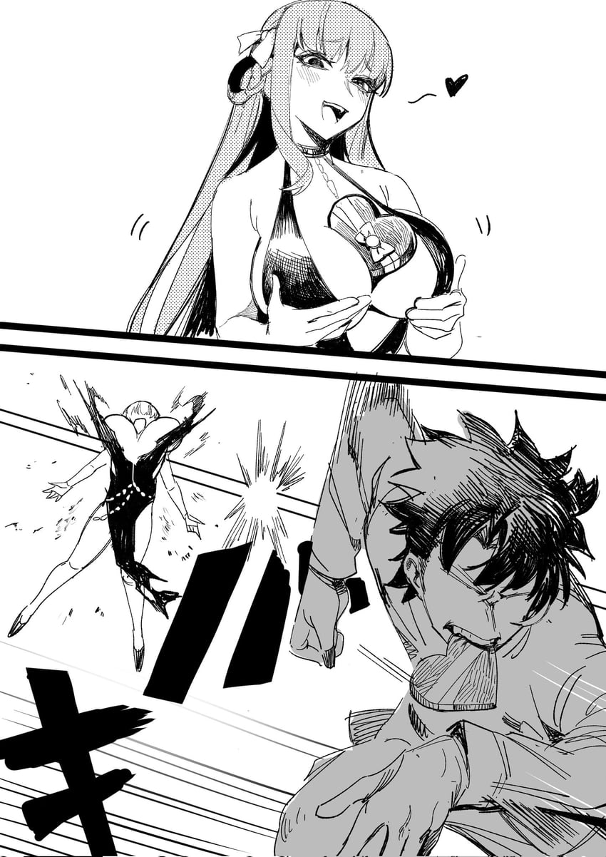 fujimaru ritsuka, bb, and bb dubai (fate and 1 more) drawn by wtlong_han