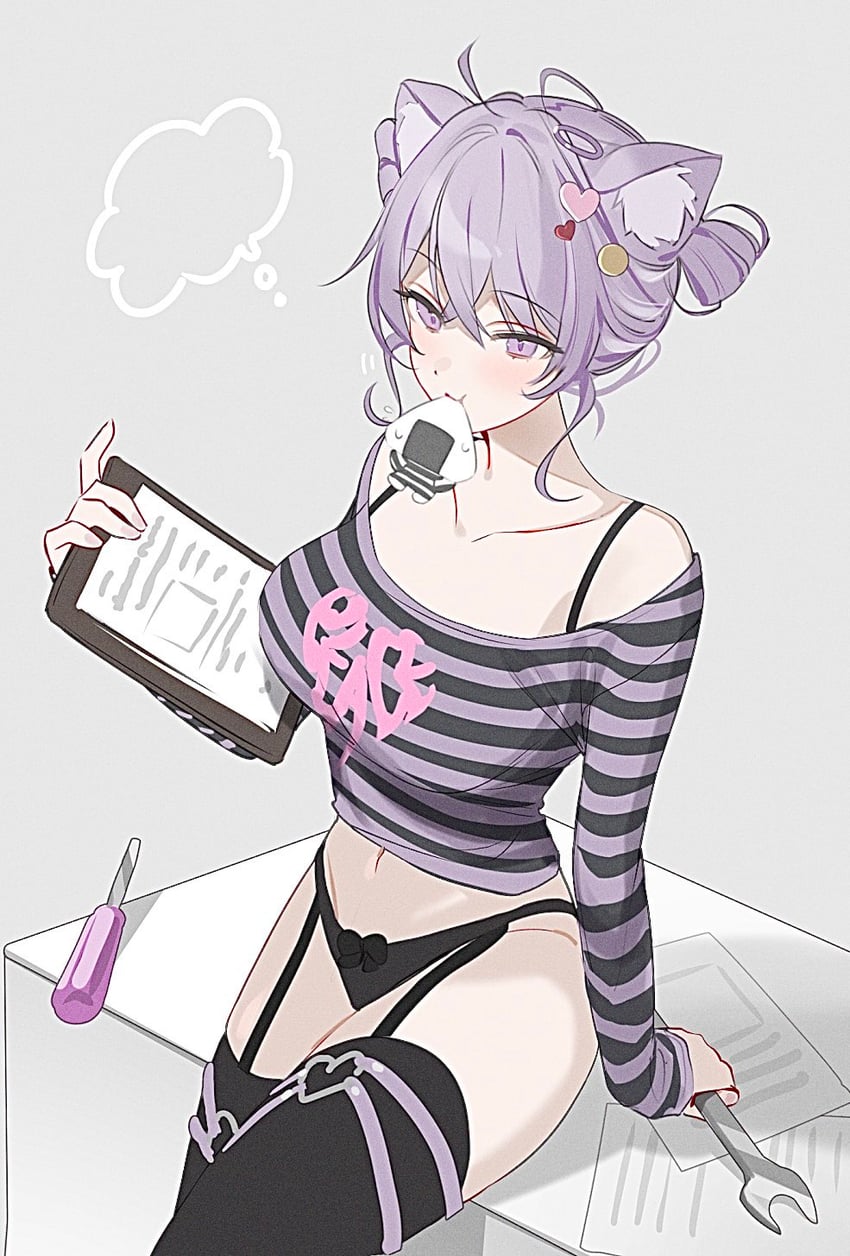 nekomata okayu and onigirya (hololive and 1 more) drawn by kuma_daigorou