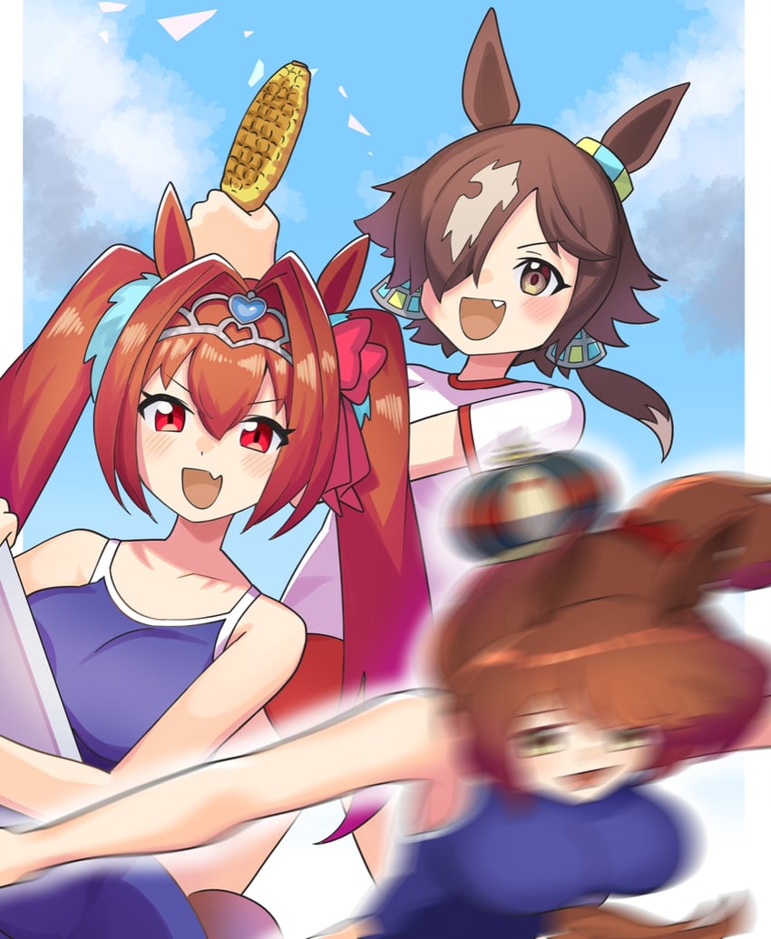 daiwa scarlet, vodka, and aston machan (umamusume) drawn by katwo