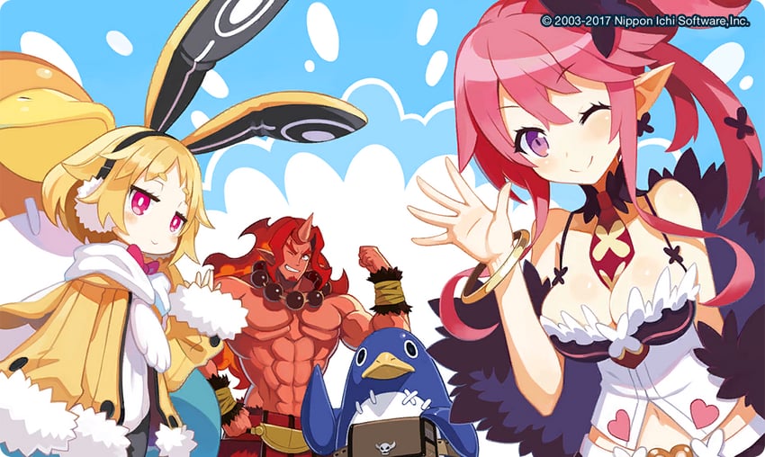 prinny, usalia, seraphina, and red magnus (disgaea and 2 more)