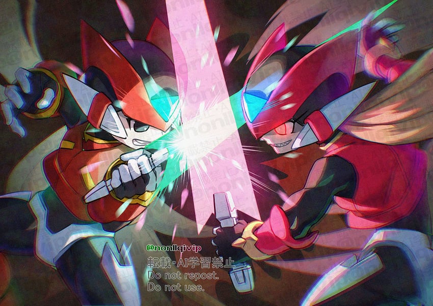 zero, zero(z), and omega (mega man and 2 more) drawn by yamanashi_taiki