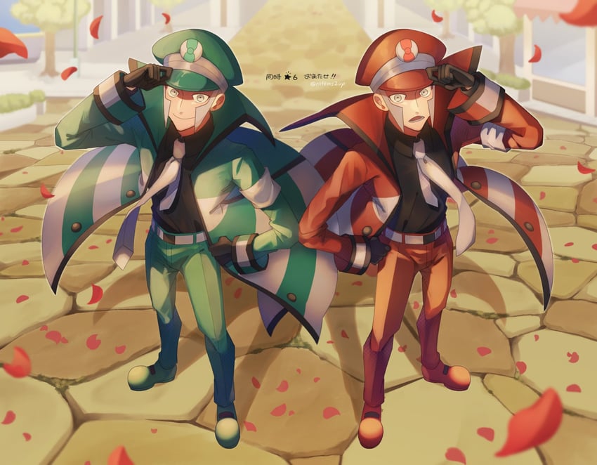 ingo and emmet (pokemon and 1 more) drawn by raku_nai_funi