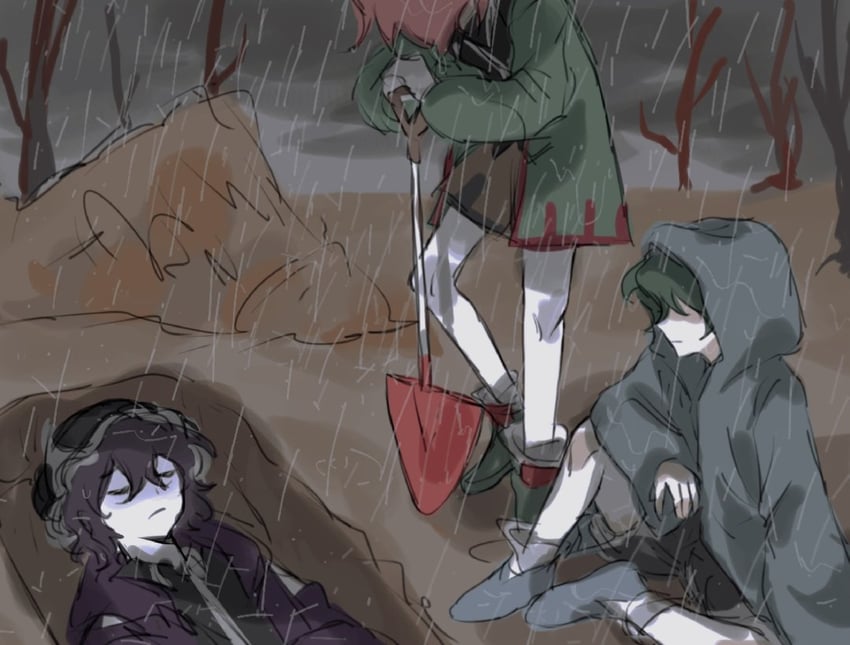 shitodo kuroji, shitodo hooaka, and shitodo aoji (len'en) drawn by lanxing_zhanshi