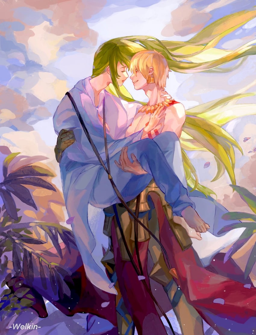 gilgamesh and enkidu (fate and 2 more) drawn by 21_welkin