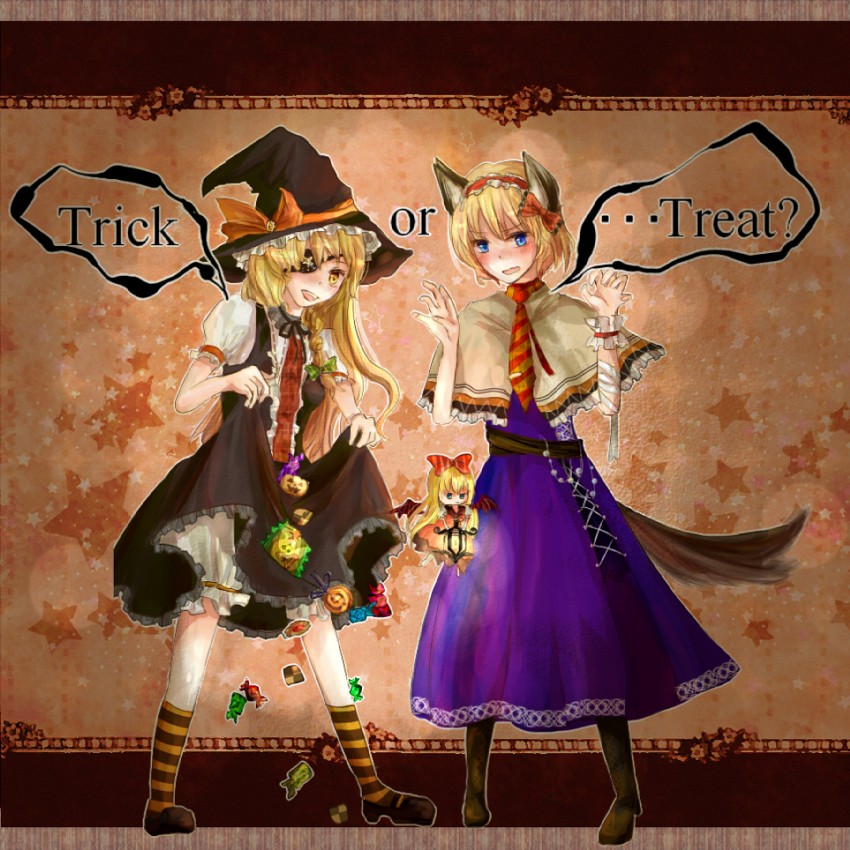 kirisame marisa, alice margatroid, and shanghai doll (touhou) drawn by sabuosandayo