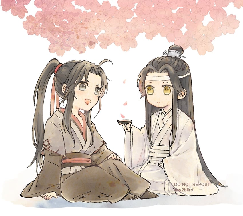 wei wuxian and lan wangji (modao zushi) drawn by w2biiro
