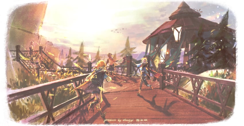 link and princess zelda (the legend of zelda and 1 more) drawn by kchang57