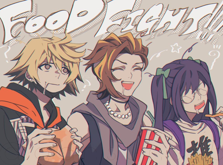 kanade rindo, usui nagi, and furesawa tosai (subarashiki kono sekai and 1 more) drawn by roku_(gansuns)