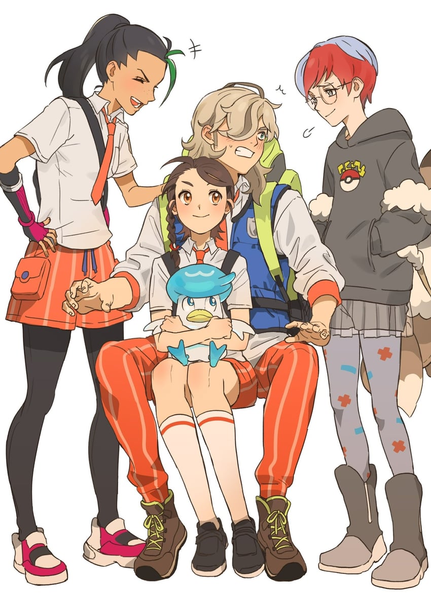 juliana, nemona, penny, arven, and quaxly (pokemon and 1 more) drawn by ch_walnut