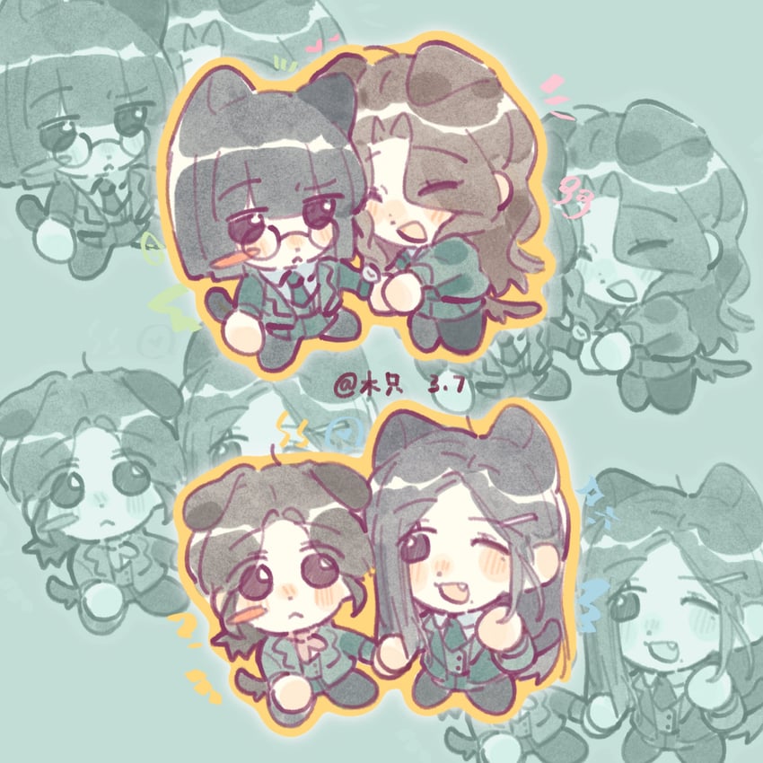 yoo je-i, woo seul-gi, choi kyung, and joo ye-ri (friendly rivalry) drawn by woodonly