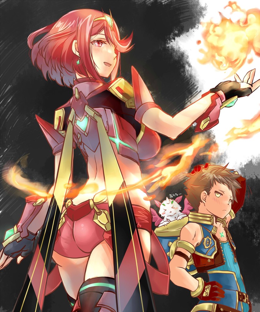 pyra, rex, and azurda (xenoblade chronicles and 1 more) drawn by shiroxai