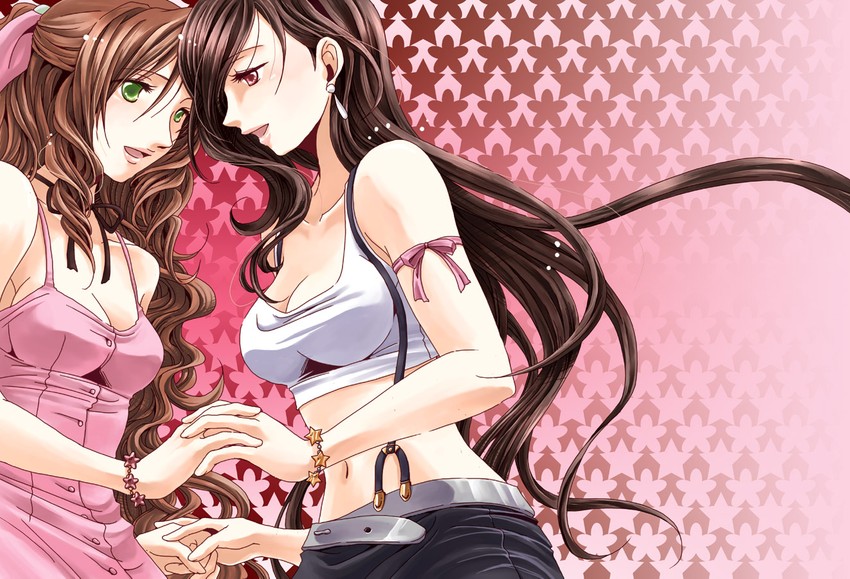 tifa lockhart and aerith gainsborough (final fantasy and 1 more) drawn by aska-k