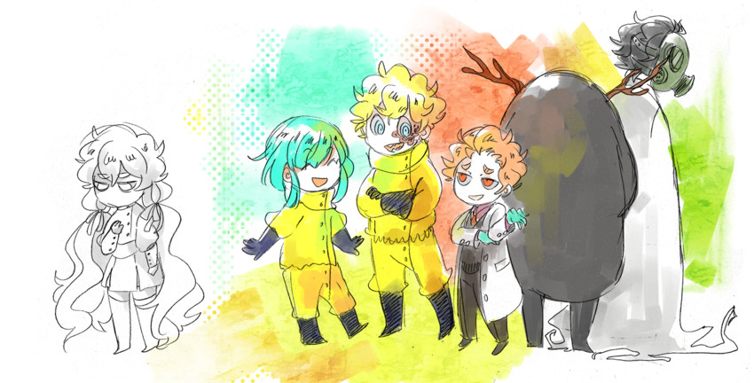 charlotte wiltshire, bennett, felix honikker, florence, henry huxley, and 1 more (hello charlotte) drawn by ane_(etherane)