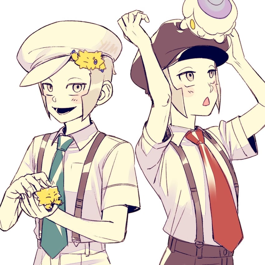 ingo, litwick, emmet, and joltik (pokemon and 1 more) drawn by laming_you