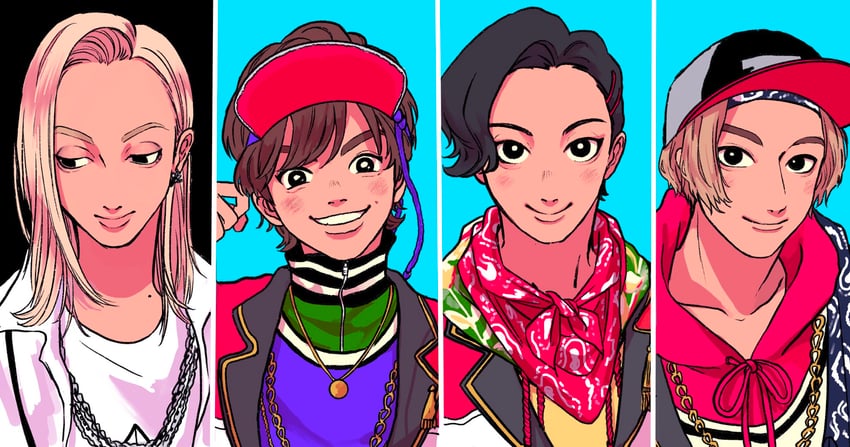 takanashi haru, akanegakubo ryoutarou, watamoto hirotaka, and oogumo danjyo (hypnosis mic and 1 more) drawn by abinofa