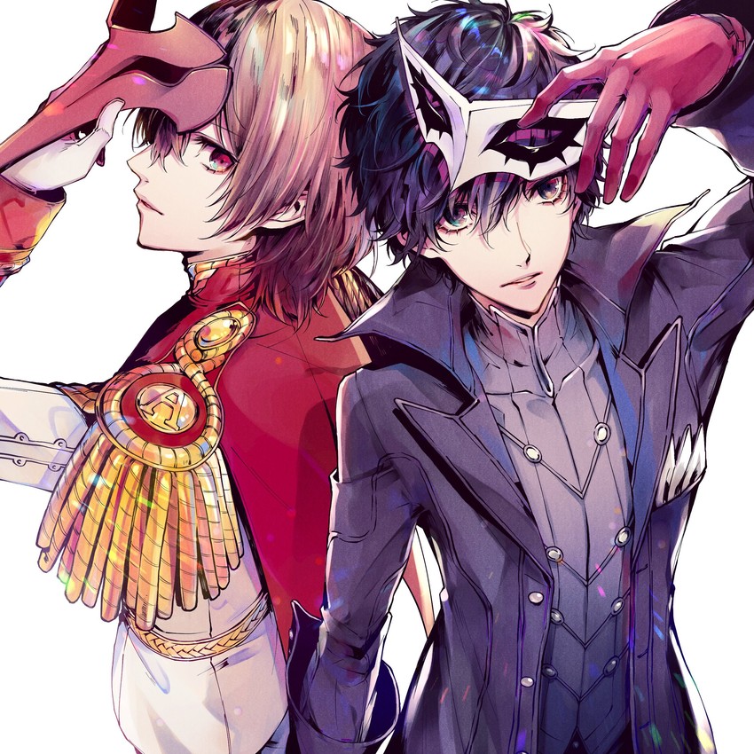 amamiya ren, akechi gorou, joker, and crow (persona and 1 more) drawn by yuu_(isis7796)