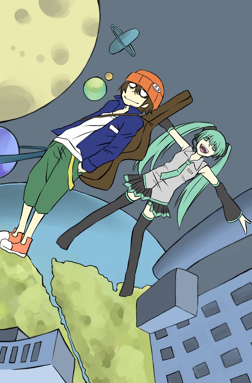 hatsune miku (vocaloid and 1 more) drawn by yukimura_(printf)