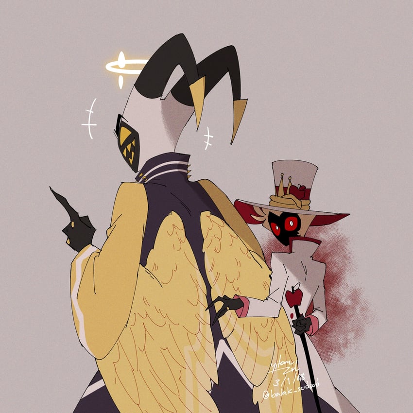 lucifer morningstar and adam (hazbin hotel) drawn by yitaraziel