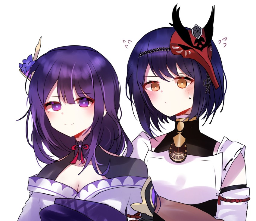 raiden shogun and kujou sara (genshin impact) drawn by moongensin
