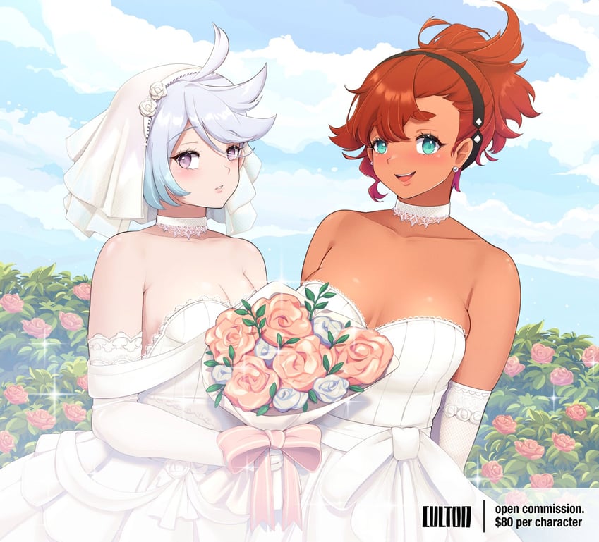suletta mercury and miorine rembran (gundam and 1 more) drawn by culton