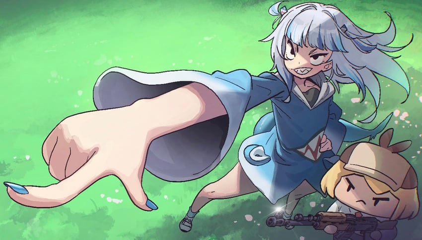gawr gura, watson amelia, and smol ame (hololive and 2 more) drawn by zedd_(zedgawr)