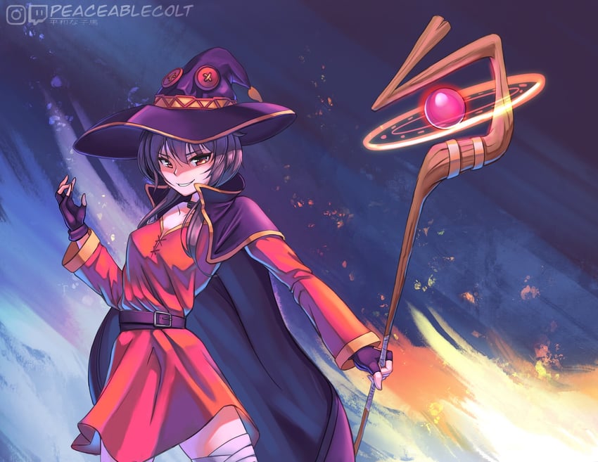 megumin (kono subarashii sekai ni shukufuku wo!) drawn by peaceablecolt