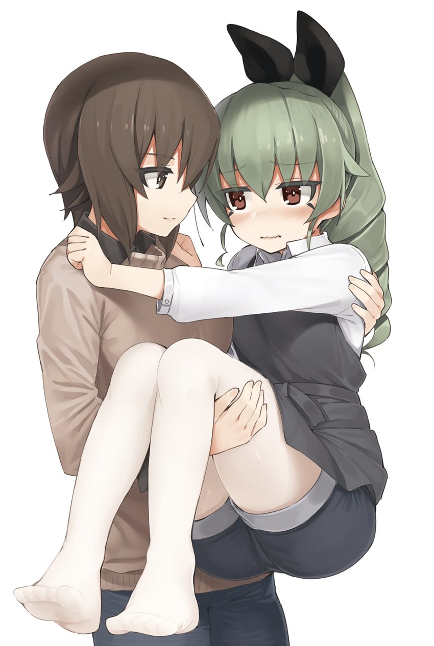 nishizumi maho and anchovy (girls und panzer) drawn by seramikku