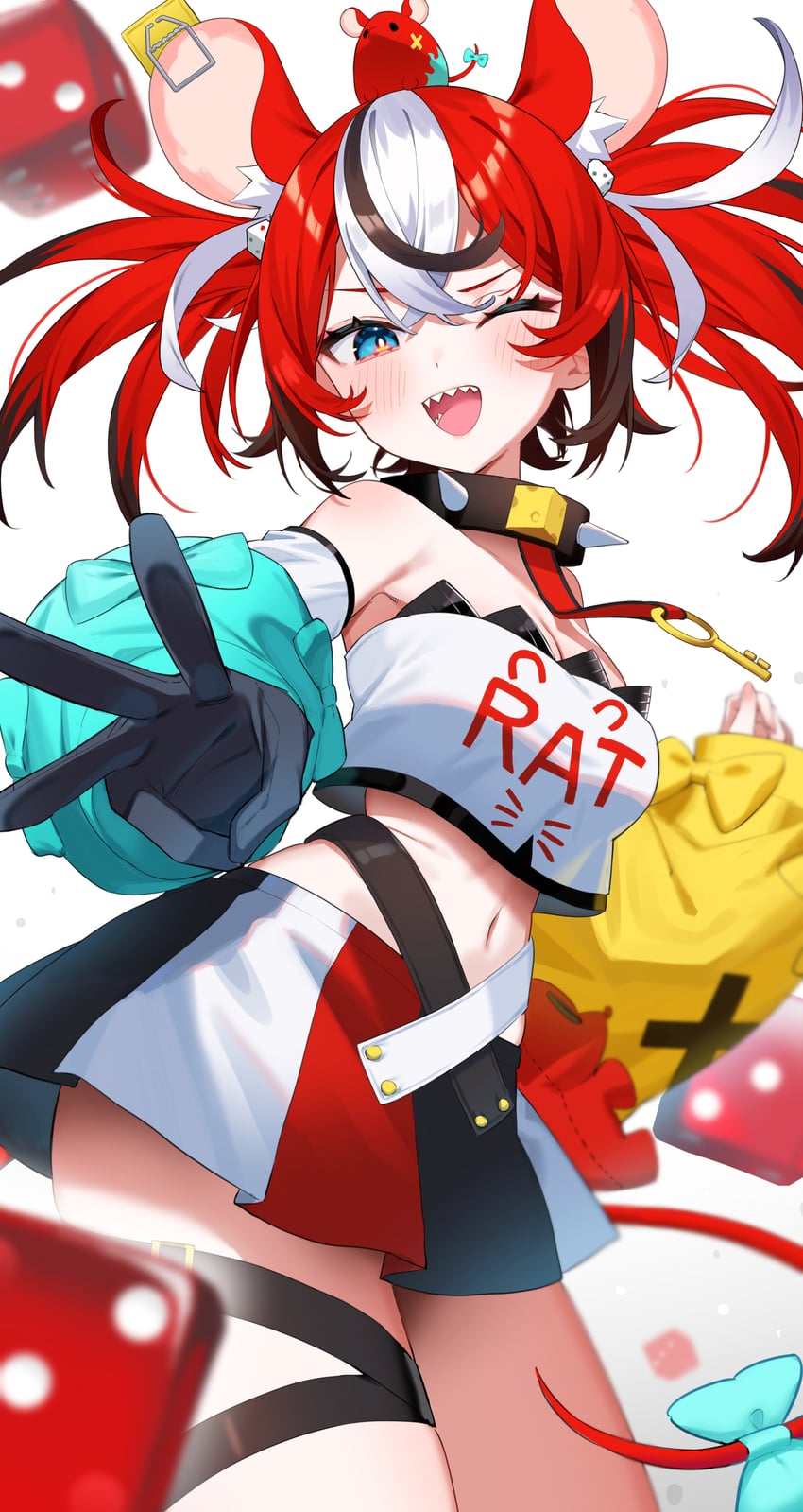 hakos baelz and mr. squeaks (hololive and 1 more) drawn by aotake_iro