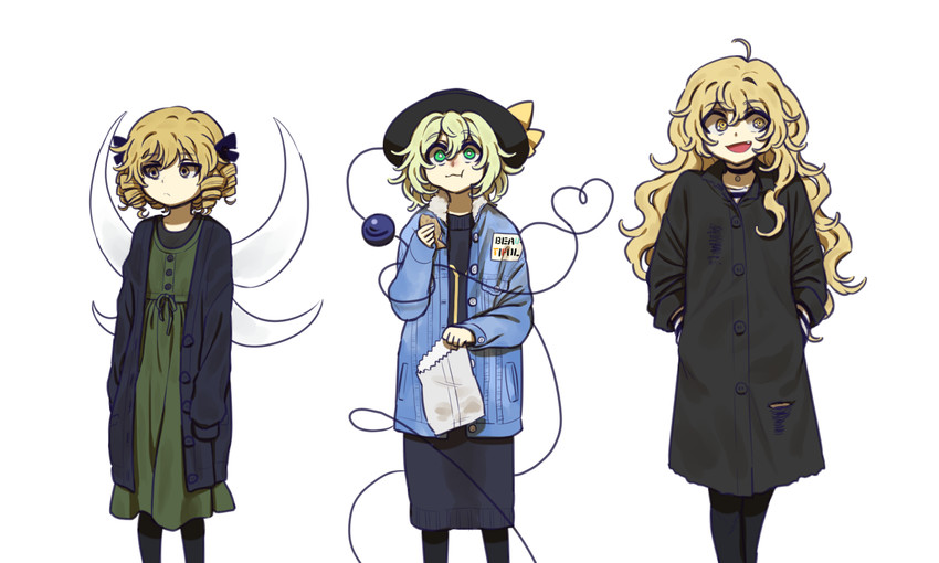 kirisame marisa, komeiji koishi, and luna child (touhou) drawn by alien_(psr992)