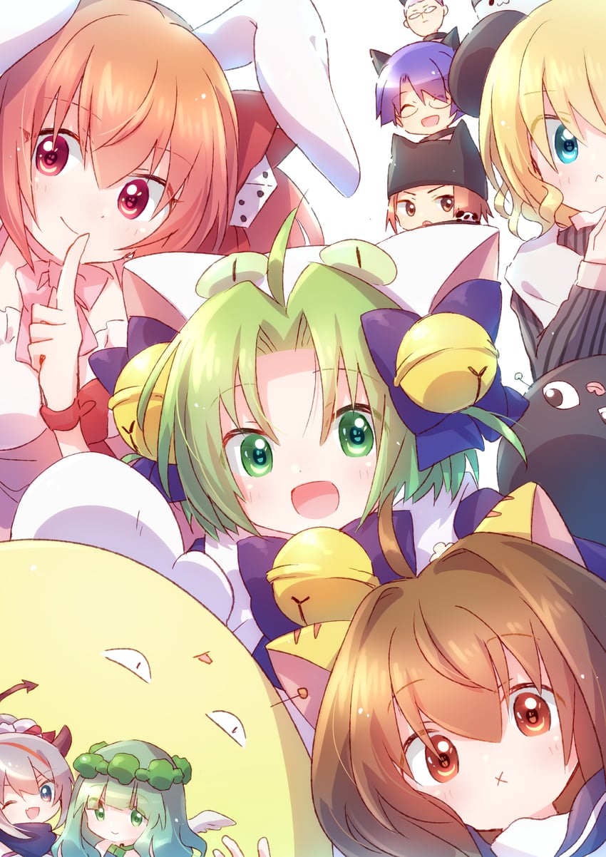 usada hikaru, dejiko, puchiko, gema, piyoko, and 6 more (di gi charat and 1 more) drawn by nyaa_(nnekoron)