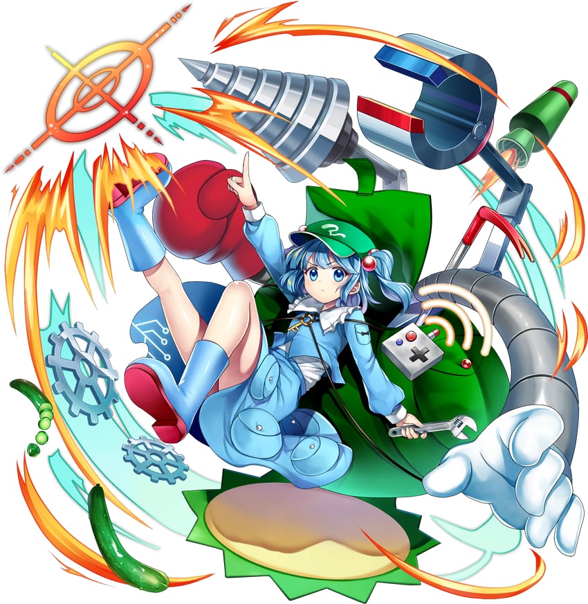 kawashiro nitori (touhou and 1 more) drawn by rotte_(1109)