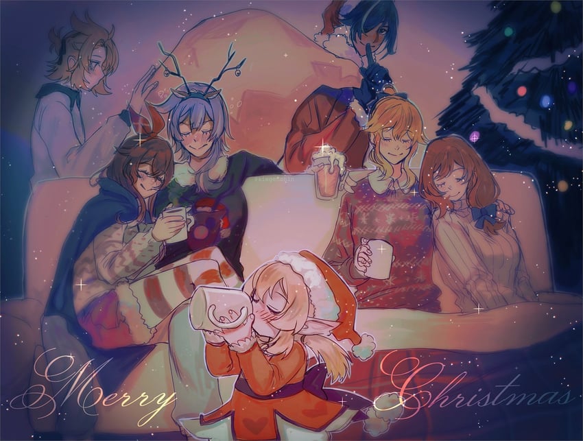 klee, eula, jean, amber, kaeya, and 2 more (genshin impact) drawn by kiegenshin
