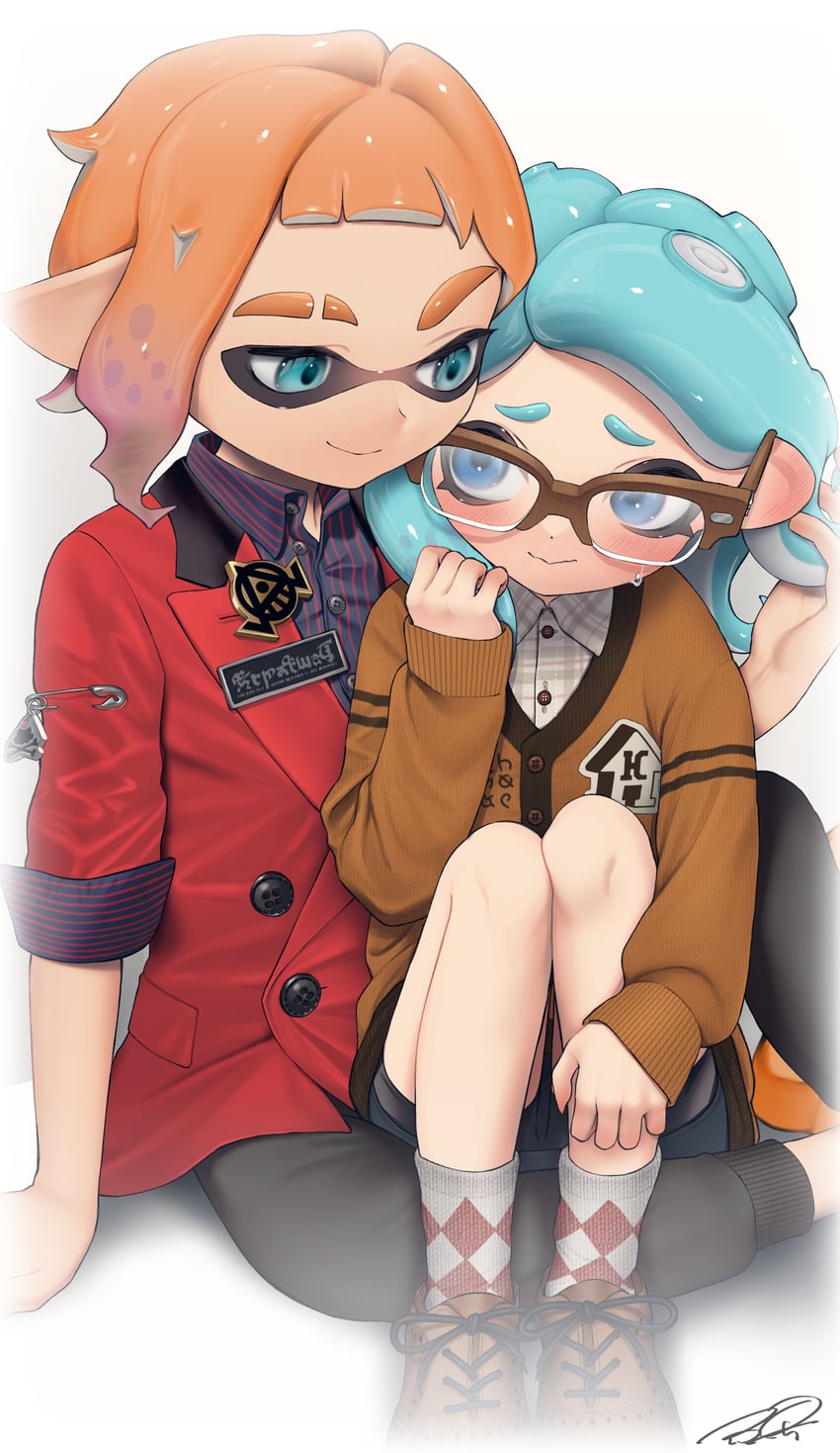 inkling player character, octoling player character, octoling girl, and inkling boy (splatoon) drawn by puchiman