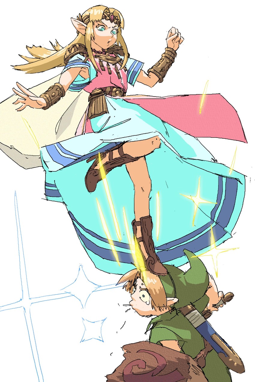 link, princess zelda, and young link (the legend of zelda and 2 more) drawn by pantsu-ripper