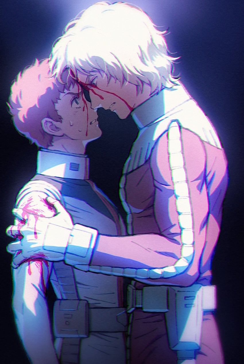 char aznable and amuro ray (gundam and 1 more) drawn by morikazu_(mmmorikazu)
