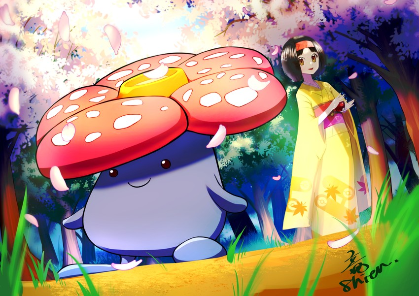 erika and vileplume (pokemon and 1 more) drawn by shien_(tatunokoshien00)