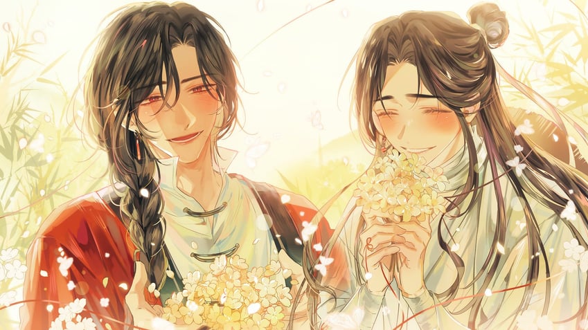 xie lian, hua cheng, and san lang (tianguan cifu) drawn by ggang_gr