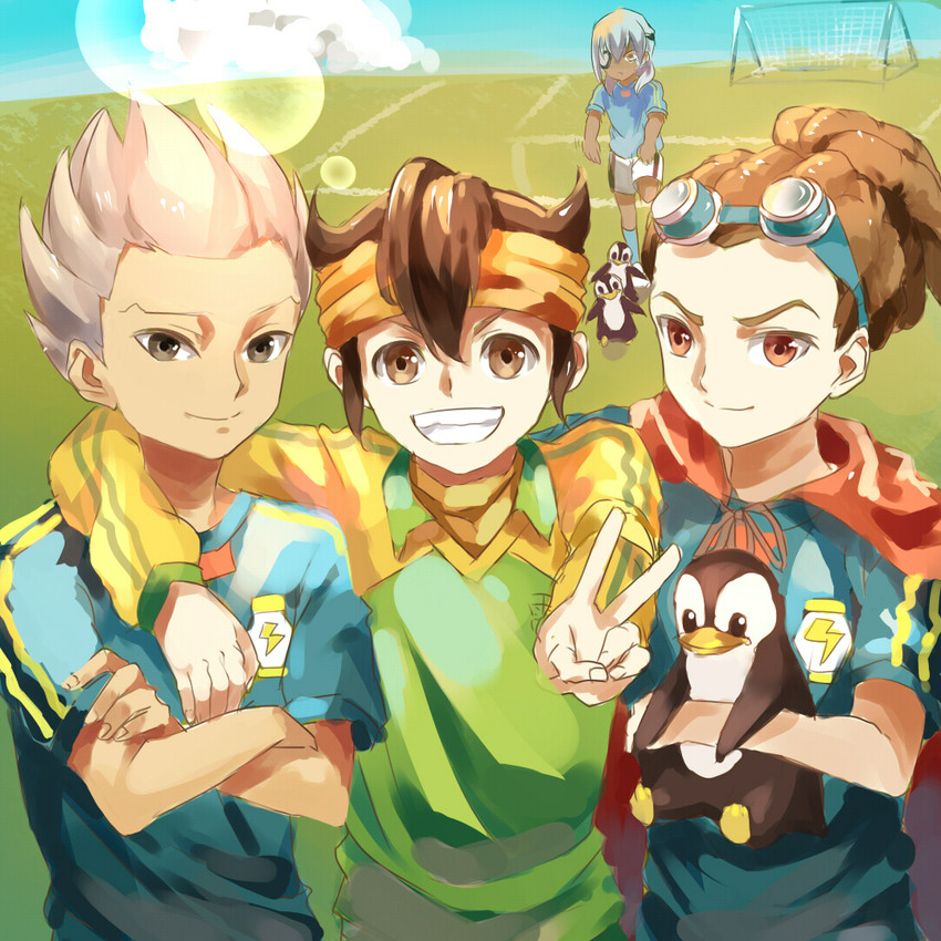 endou mamoru, kidou yuuto, and gouenji shuuya (inazuma eleven) drawn by junekun