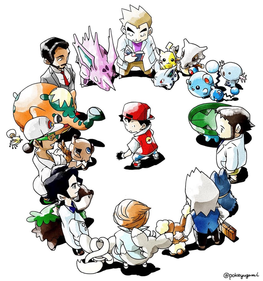 pikachu, red, marill, wooper, buneary, and 19 more (pokemon and 7 more) drawn by pokeyugami