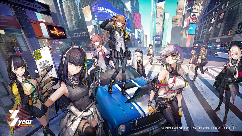 hk416, ump45, ump9, g11, m4a1, and 5 more (girls' frontline) drawn by oop