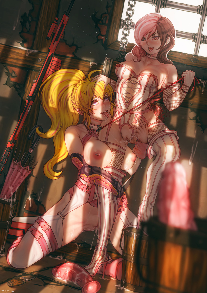 yang xiao long and neopolitan (rwby) drawn by kuon_(kwonchanji)